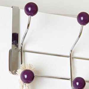 Premier Housewares 509733 Coat Hooks/Over Door Hanger/Over Door Coat Hooks/Door Hanger - 10 Hooks,Purple,H17 x W41 x D12cm