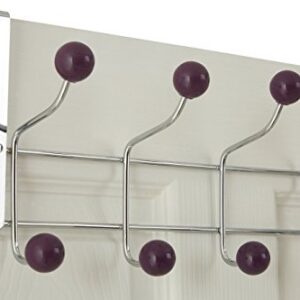 Premier Housewares 509733 Coat Hooks/Over Door Hanger/Over Door Coat Hooks/Door Hanger - 10 Hooks,Purple,H17 x W41 x D12cm