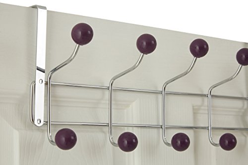 Premier Housewares 509733 Coat Hooks/Over Door Hanger/Over Door Coat Hooks/Door Hanger - 10 Hooks,Purple,H17 x W41 x D12cm