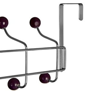 Premier Housewares 509733 Coat Hooks/Over Door Hanger/Over Door Coat Hooks/Door Hanger - 10 Hooks,Purple,H17 x W41 x D12cm