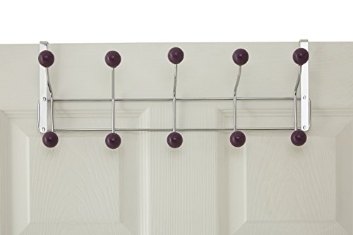 Premier Housewares 509733 Coat Hooks/Over Door Hanger/Over Door Coat Hooks/Door Hanger - 10 Hooks,Purple,H17 x W41 x D12cm