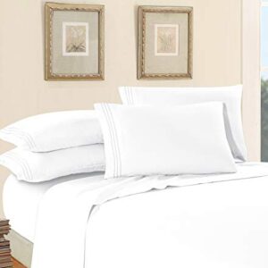 Elegant Comfort Luxury Soft 1500 Thread Count Egyptian 4-Piece Premium Hotel Quality Wrinkle Resistant Coziest Bedding Set, All Around Elastic Fitted Sheet, Deep Pocket up to 16inch, Queen, White