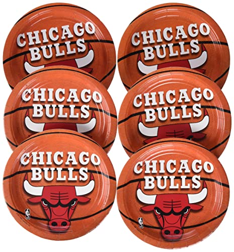 Amscan Chicago Bulls Round Dessert Plates, 7" | Pack of 8, Multicolored