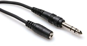 hosa mhe-310 3.5 mm trs(female) to 1/4" trs(male) headphone adaptor cable, 10 feet black