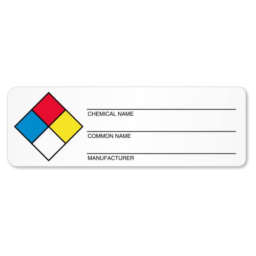 SmartSign Roll of 500 NFPA Paper Mini Labels with Chemical Name, Hazard Labels in Dispenser Box | 1" x 3" Matte Paper, Write-On