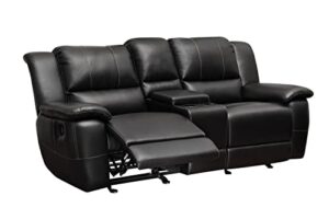 lee double reclining gliding loveseat with console black 601062
