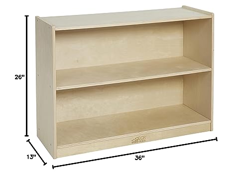 ECR4Kids - ELR-0450 Birch 2 Shelf Storage Cabinet with Back, Wood Book Shelf Organizer/Toy Storage for Kids, Natural