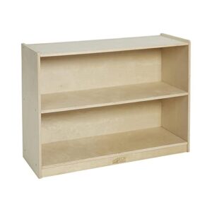 ecr4kids - elr-0450 birch 2 shelf storage cabinet with back, wood book shelf organizer/toy storage for kids, natural