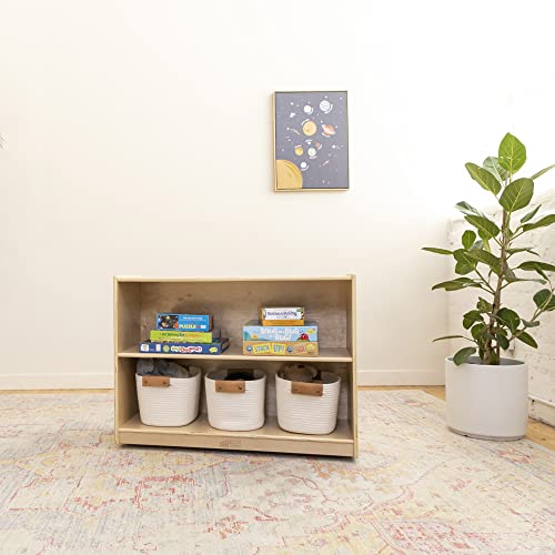 ECR4Kids - ELR-0450 Birch 2 Shelf Storage Cabinet with Back, Wood Book Shelf Organizer/Toy Storage for Kids, Natural