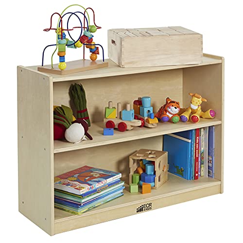 ECR4Kids - ELR-0450 Birch 2 Shelf Storage Cabinet with Back, Wood Book Shelf Organizer/Toy Storage for Kids, Natural