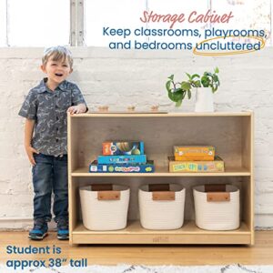 ECR4Kids - ELR-0450 Birch 2 Shelf Storage Cabinet with Back, Wood Book Shelf Organizer/Toy Storage for Kids, Natural