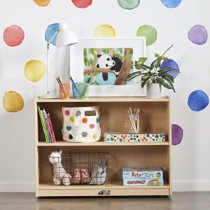 ECR4Kids - ELR-0450 Birch 2 Shelf Storage Cabinet with Back, Wood Book Shelf Organizer/Toy Storage for Kids, Natural