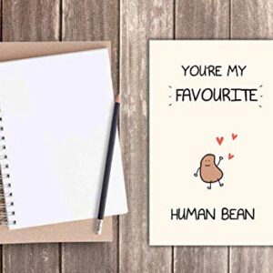 Funny Valentine's Day Card, Love Card, Anniversary Card for Boyfriend Girlfriend, Card for Husband Wife, Best Friend Card, Human Bean Card (5.3'' x 8'' folded)