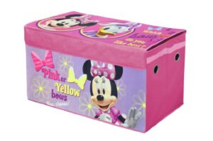 idea nuova disney minnie mouse collapsible children’s toy storage trunk, durable with lid