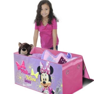 Idea Nuova Disney Minnie Mouse Collapsible Children’s Toy Storage Trunk, Durable with Lid