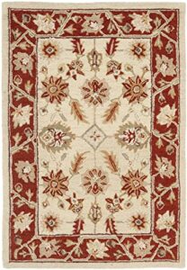 safavieh chelsea collection accent rug - 2'6" x 4', ivory & rust, hand-hooked french country wool, ideal for high traffic areas in entryway, living room, bedroom (hk719a)