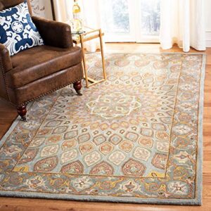 SAFAVIEH Heritage Collection Area Rug - 3'6" Round, Light Brown & Grey, Handmade Traditional Oriental Wool, Ideal for High Traffic Areas in Living Room, Bedroom (HG914A)