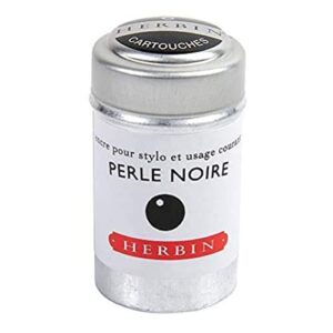 j. herbin fountain pen ink - 1 tin of 6 cartridges - perle noire