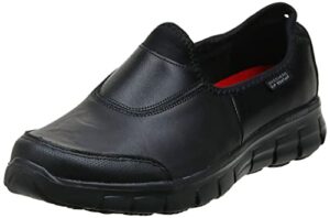 skechers for work women's sure track slip resistant shoe, black, 7.5 m us