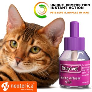 Calming Cat Diffuser Refill & Anti Anxiety Pet Products - Feline Calm Pheromones & Cats Comfort - Stress Relief Help with Pee, New Zone, Aggression, Fighting with Dogs & Behavior Control