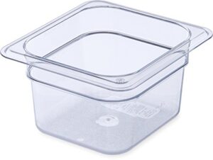 carlisle foodservice products plastic food pan 1/6 size 4 inches deep clear