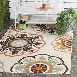safavieh veranda collection accent rug - 2'7" x 5', cream & terracotta, floral design, non-shedding & easy care, indoor/outdoor & washable-ideal for patio, backyard, mudroom (ver002-0715)