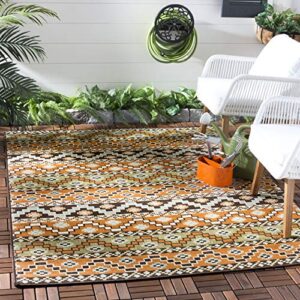 safavieh veranda collection accent rug - 2'7" x 5', terracotta & chocolate, boho floral design, non-shedding & easy care, indoor/outdoor & washable-ideal for patio, backyard, mudroom (ver095-0752)