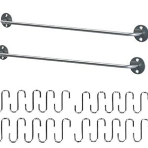 Ikea Steel Kitchen Organizer Set, 2 Rails and 20 Hooks, Silver