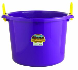 little giant® plastic muck tub | durable & versatile utility bucket with handles | muck bucket | rope handles | 70 quart | purple