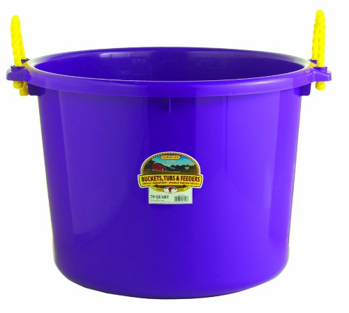 Little Giant® Plastic Muck Tub | Durable & Versatile Utility Bucket with Handles | Muck Bucket | Rope Handles | 70 Quart | Purple