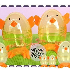 Clear Chick Shaped Easter Eggs 3 Fillable Treat Containers