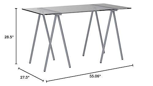 Flash Furniture Glass Computer Desk with Silver Metal Frame