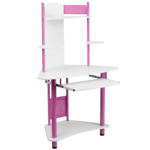 flash furniture walker pink corner computer desk with hutch