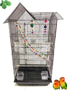 large double roof top flight bird cage with toys for cockatiels sun parakeets green cheek conures aviary budgie finch lovebird canary pet bird travel cage