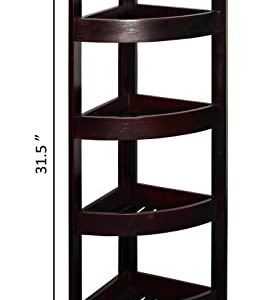 eHemco 4 Tier Bamboo Corner Storage Shelf, 31.5 Inches, Espresso