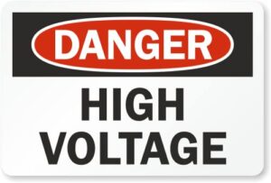 smartsign pack of 500 "high voltage" labels in a roll | 3" x 2" semi-gloss paper, adhesive stickers