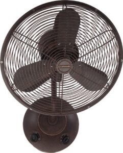 craftmade bw116ag3 bellows i retro-inspired 16" outdoor wall mount patio fans with heavy-duty, 3-speed oscillating motor, aged bronze textured