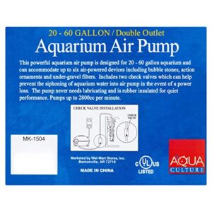 20 - 60 Gallon Aquarium Air Pump by Aquaculture