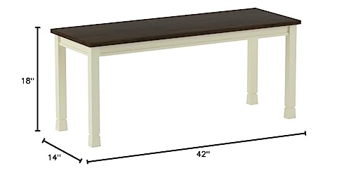 Signature Design by Ashley Whitesburg Cottage Rectangular Dining Bench, Brown & Antique White