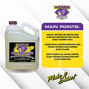 Wizards Bug Release - All Surface Bug Remover and Wash for All Vehicles - Softens and Neutralizes Acidic Bug Protein - Doubles as Spot Cleaner and Pre-Soak Car Cleaner - 1 Gallon