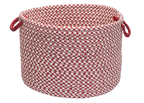 Colonial Mills Outdoor Houndstooth Tweed Utility Basket, 18 by 12-Inch, Sangria