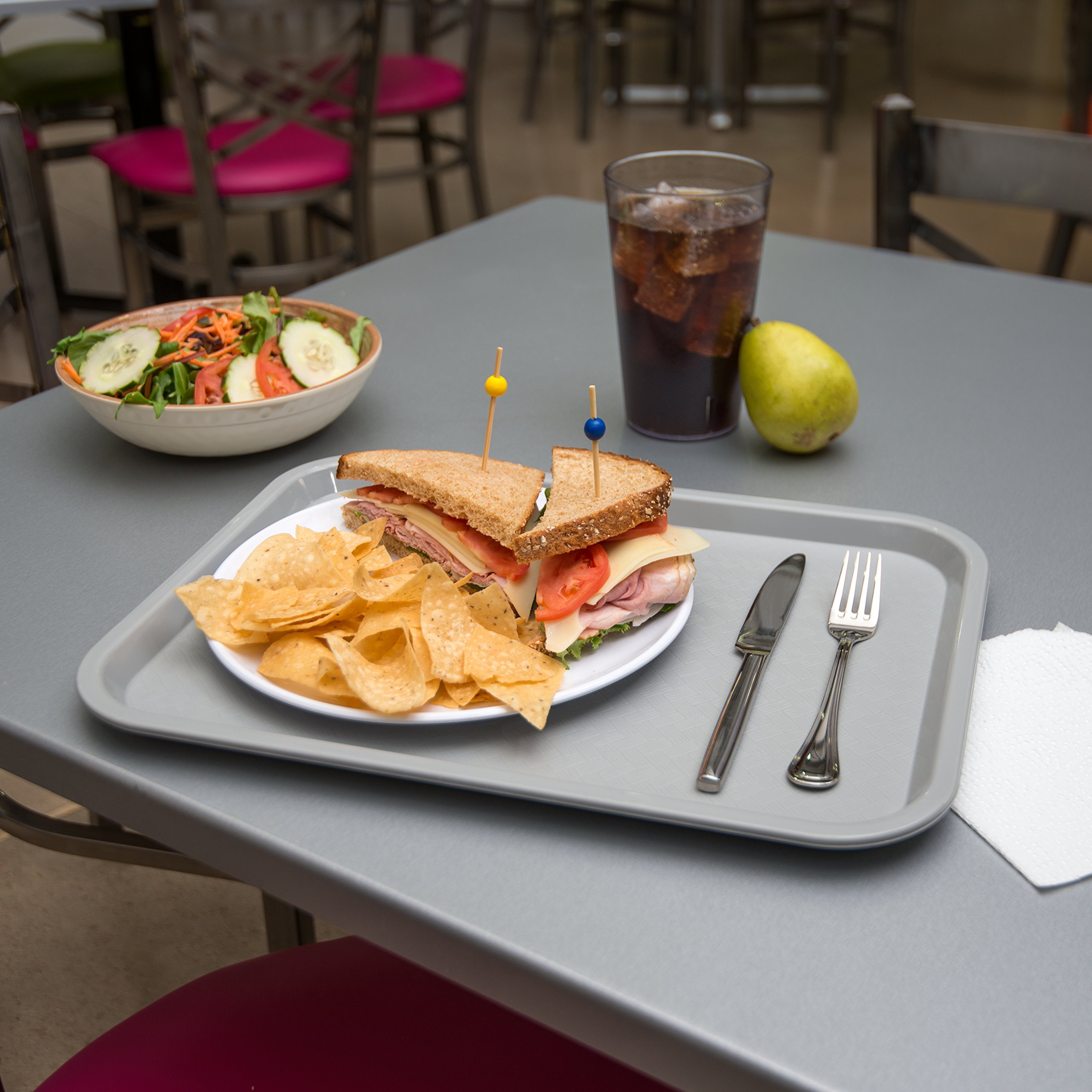 Carlisle FoodService Products CT121623 Café Standard Cafeteria / Fast Food Tray, 12" x 16", Gray