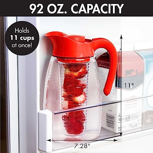 Primula Beverage System – Includes Fruit, Tea Infusion Chill Core, 2.9 quart, Red