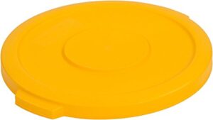 cfs 34101104 bronco polyethylene round lid, 16.13" overall diameter x 2.13" height, yellow, for 10 gallon containers (case of 6)