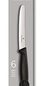 Victorinox Swiss Classic Tomato and Table Knife Set for Everyday Family Dining Serrated Blade in Black, Set of 6