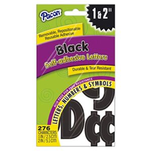 pacon self-adhesive letters, black, classic font, 1" & 2", 276 characters