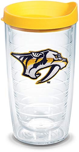 Tervis NHL Nashville Predators Primary Logo Tumbler with Emblem and Yellow Lid 16oz, Clear