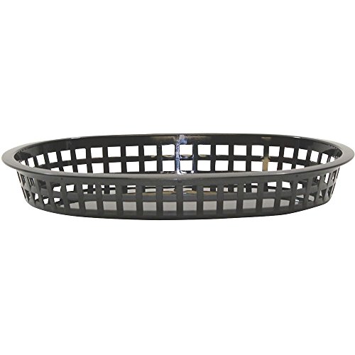 TableCraft 1076BK 10-1/2" Black Chicago Platter Basket - 3 Dozen, Large, Black