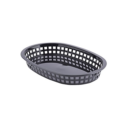 TableCraft 1076BK 10-1/2" Black Chicago Platter Basket - 3 Dozen, Large, Black