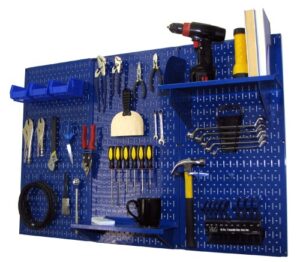 pegboard organizer wall control 4 ft. metal pegboard standard tool storage kit with blue toolboard and blue accessories